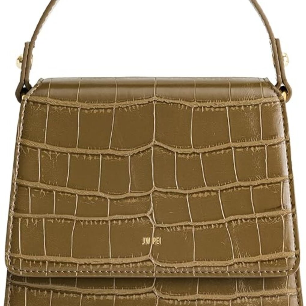 NEW JW PEI Fae top handle cross body bag in Olive Croc